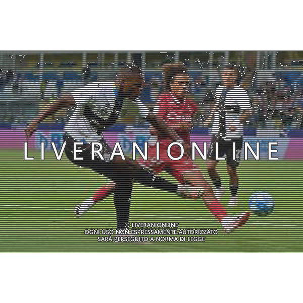 Ange-Yoan Bonny (Parma Calcio) and Mehdi Dorval (SSC Bari) during the Italian Serie B match Parma Calcio vs SSC Bari on September 27, 2023 at the Ennio Tardini stadium in Parma, Italy. Photo by Emmanuele Mastrodonato/ag. Aldo Liverani sas