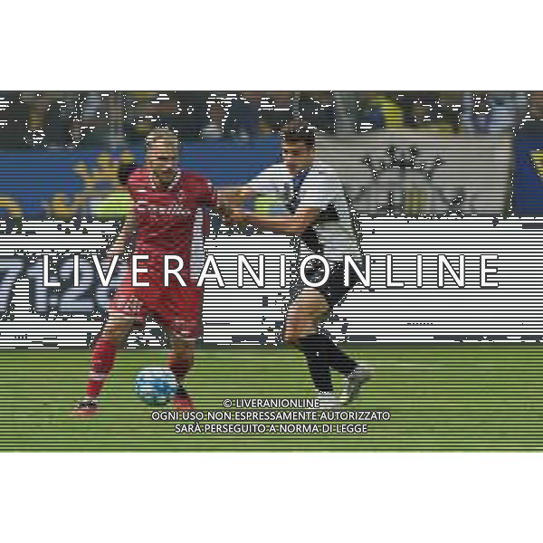 Giuseppe Sibilli (SSC Bari) and Botond Balogh (Parma Calcio) during the Italian Serie B match Parma Calcio vs SSC Bari on September 27, 2023 at the Ennio Tardini stadium in Parma, Italy. Photo by Emmanuele Mastrodonato/ag. Aldo Liverani sas