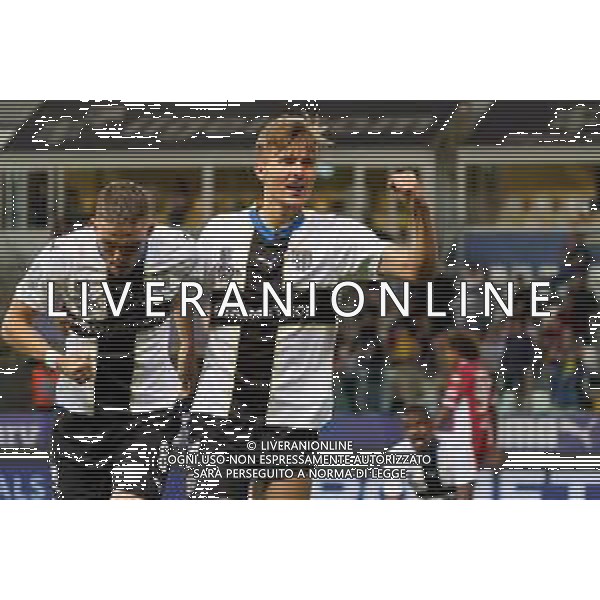 Adrian Benedyczak (Parma Calcio) celebrates after scoring a goal with Nahuel Estévez (Parma Calcio) during the Italian Serie B match Parma Calcio vs SSC Bari on September 27, 2023 at the Ennio Tardini stadium in Parma, Italy. Photo by Emmanuele Mastrodonato/ag. Aldo Liverani sas