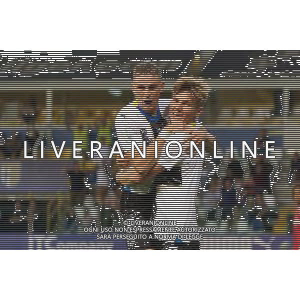 Adrian Benedyczak (Parma Calcio) celebrates after scoring a goal with Nahuel Estévez (Parma Calcio) during the Italian Serie B match Parma Calcio vs SSC Bari on September 27, 2023 at the Ennio Tardini stadium in Parma, Italy. Photo by Emmanuele Mastrodonato/ag. Aldo Liverani sas