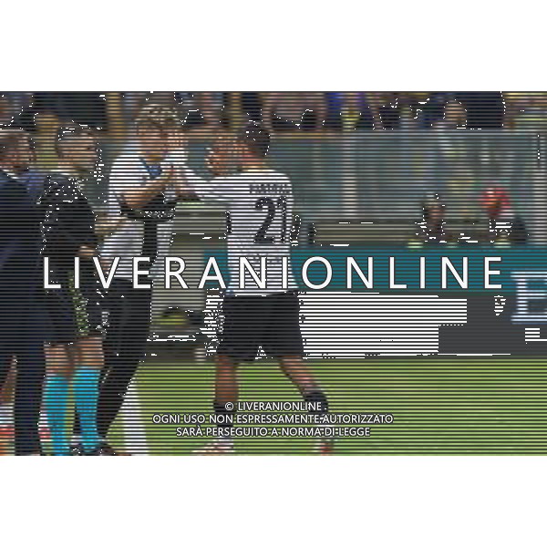 Anthony Partipilo (Parma Calcio) and Adrian Benedyczak (Parma Calcio) during the Italian Serie B match Parma Calcio vs SSC Bari on September 27, 2023 at the Ennio Tardini stadium in Parma, Italy. Photo by Emmanuele Mastrodonato/ag. Aldo Liverani sas