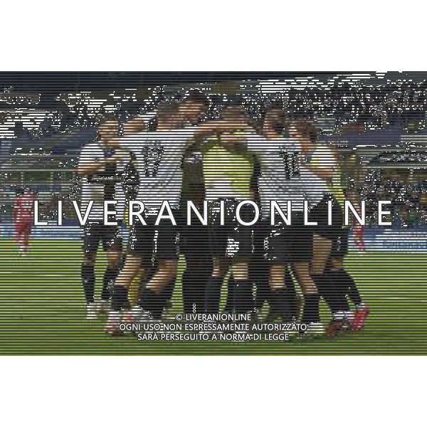 Parma Calcio celebrates after scoring a goal during the Italian Serie B match Parma Calcio vs SSC Bari on September 27, 2023 at the Ennio Tardini stadium in Parma, Italy. Photo by Emmanuele Mastrodonato/ag. Aldo Liverani sas