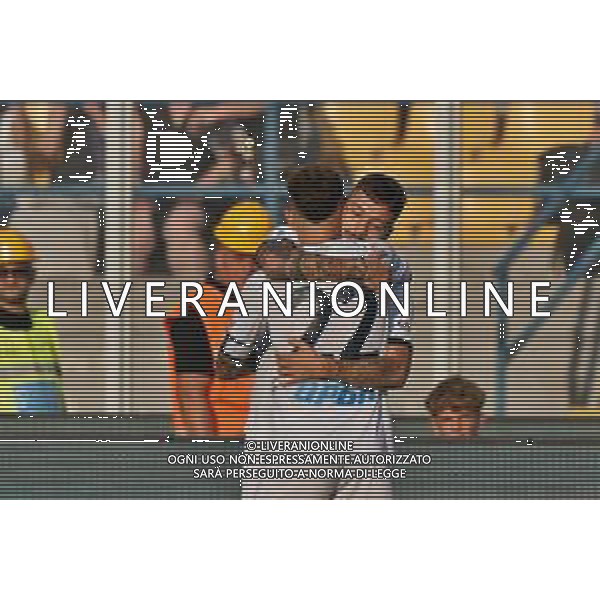 Gianluca Gaetano (SSC Napoli) celebrates after scoring a goal with Giovanni Di Lorenzo (SSC Napoli) during the Italian soccer Serie A match US Lecce vs SSC Napoli on September 30, 2023 at Via del Mare Stadium in Lecce, Italy. Photo by Emmanuele Mastrodonato/ag. Aldo Liverani sas/AGENZIA ALDO LIVERANI SAS