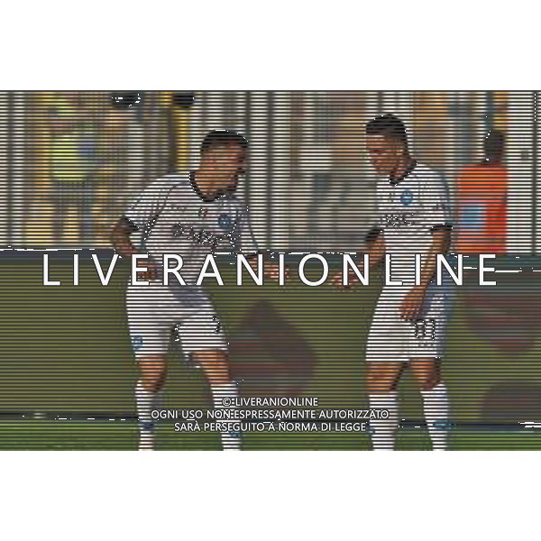 Gianluca Gaetano (SSC Napoli) celebrates after scoring a goal with Giacomo Raspadori (SSC Napoli) during the Italian soccer Serie A match US Lecce vs SSC Napoli on September 30, 2023 at Via del Mare Stadium in Lecce, Italy. Photo by Emmanuele Mastrodonato/ag. Aldo Liverani sas/AGENZIA ALDO LIVERANI SAS