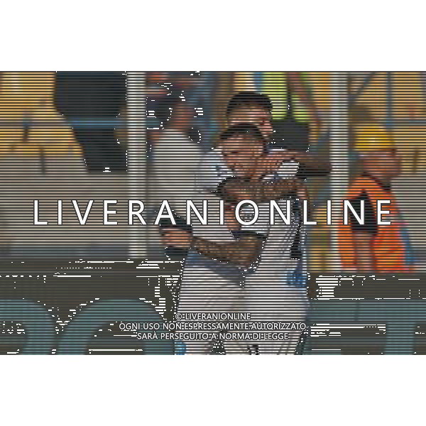 Matteo Politano (SSC Napoli) celebrates after scoring a goal with Gianluca Gaetano (SSC Napoli) during the Italian soccer Serie A match US Lecce vs SSC Napoli on September 30, 2023 at Via del Mare Stadium in Lecce, Italy. Photo by Emmanuele Mastrodonato/ag. Aldo Liverani sas/AGENZIA ALDO LIVERANI SAS