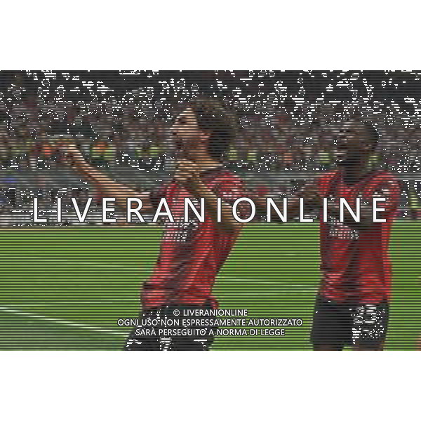 Milan vs Lazio nella foto Yacine Adli (Milan) e Fikayo Tomori (Milan) esultano dopo il gol dell\'1 a 0 di Christian Mate Pulisic (Milan) Milano 30-09-2023 Stadio Giuseppe Meazza - San Siro Campionato Serie A TIM - 7a giornata foto Roberto Garavaglia/ag. Aldo Liverani sas/AGENZIA ALDO LIVERANI SAS