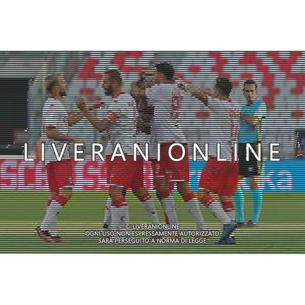 Davide Diaw (SSC Bari) celebrates after scoring a goal with teammates during the Italian Serie B match SSC Bari vs Como 1907 on October 01,, 2023 at the San Nicola stadium in Bari, Italy. Photo by Emmanuele Mastrodonato/ag. Aldo Liverani sas