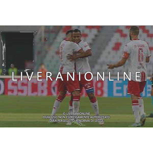 Davide Diaw (SSC Bari) celebrates after scoring a goal with Marco Nasti (SSC Bari) during the Italian Serie B match SSC Bari vs Como 1907 on October 01,, 2023 at the San Nicola stadium in Bari, Italy. Photo by Emmanuele Mastrodonato/ag. Aldo Liverani sas
