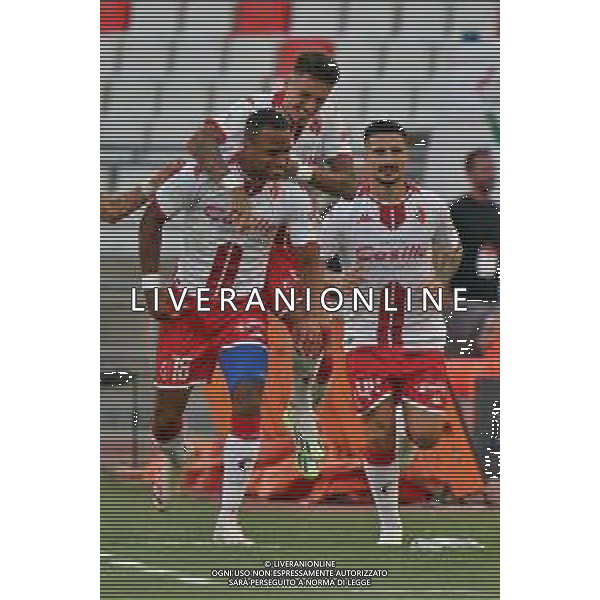 Davide Diaw (SSC Bari) celebrates after scoring a goal with teammates during the Italian Serie B match SSC Bari vs Como 1907 on October 01,, 2023 at the San Nicola stadium in Bari, Italy. Photo by Emmanuele Mastrodonato/ag. Aldo Liverani sas