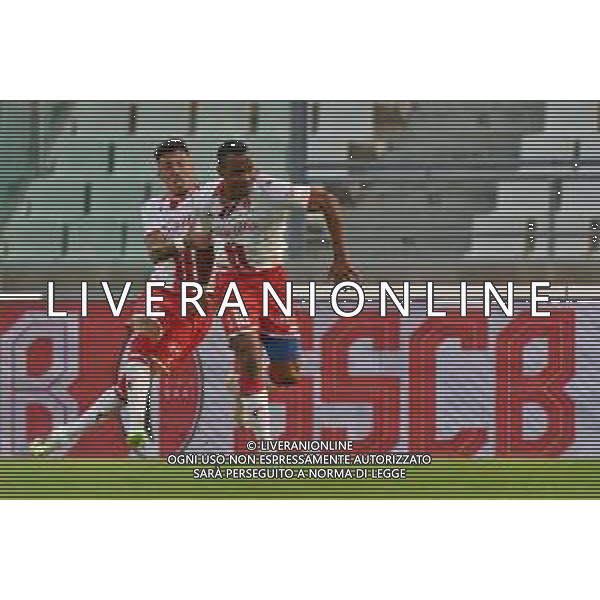 Davide Diaw (SSC Bari) celebrates after scoring a goal with Marco Nasti (SSC Bari) during the Italian Serie B match SSC Bari vs Como 1907 on October 01,, 2023 at the San Nicola stadium in Bari, Italy. Photo by Emmanuele Mastrodonato/ag. Aldo Liverani sas