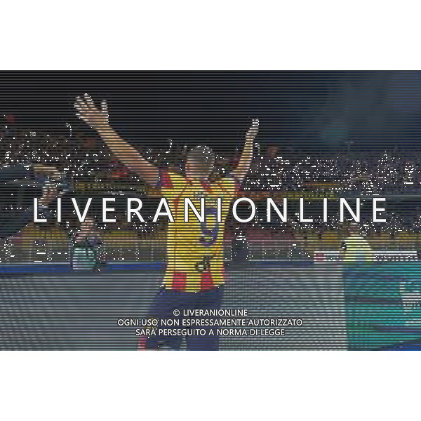 Nikola Krstovic (US Lecce) celebrates after scoring a goal during the Italian soccer Serie A match US Lecce vs US Sassuolo on October 06, 2023 at Via del Mare Stadium in Lecce, Italy. Photo by Emmanuele Mastrodonato/ag. Aldo Liverani sas / AGENZIA ALDO LIVERANI SAS