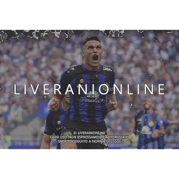 Inter vs Bologna nella foto Lautaro Martinez (Inter) esulta dopo il gol del 2 a 0 Milano 07-10-2023 Stadio Giuseppe Meazza - San Siro Campionato Serie A TIM - 8a giornata foto Roberto Garavaglia/ag. Aldo Liverani sas/ AGENZIA ALDO LIVERANI SAS