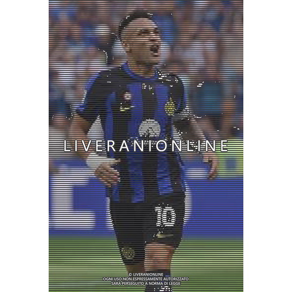 Inter vs Bologna nella foto Lautaro Martinez (Inter) esulta dopo il gol del 2 a 0 Milano 07-10-2023 Stadio Giuseppe Meazza - San Siro Campionato Serie A TIM - 8a giornata foto Roberto Garavaglia/ag. Aldo Liverani sas