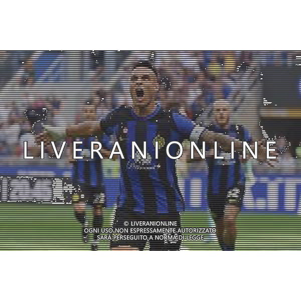 Inter vs Bologna nella foto Lautaro Martinez (Inter) esulta dopo il gol del 2 a 0 Milano 07-10-2023 Stadio Giuseppe Meazza - San Siro Campionato Serie A TIM - 8a giornata foto Roberto Garavaglia/ag. Aldo Liverani sas