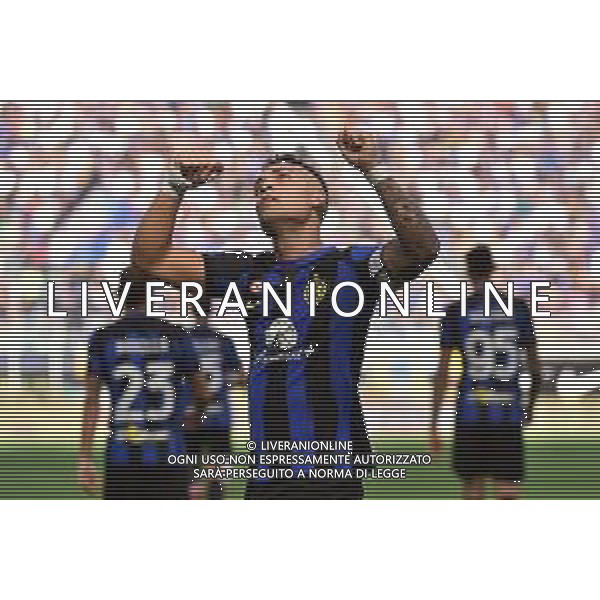 Inter vs Bologna nella foto Lautaro Martinez (Inter) esulta dopo il gol del 2 a 0 Milano 07-10-2023 Stadio Giuseppe Meazza - San Siro Campionato Serie A TIM - 8a giornata foto Roberto Garavaglia/ag. Aldo Liverani sas