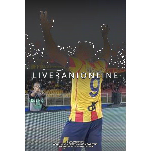 Nikola Krstovic (US Lecce) celebrates after scoring a goal during the Italian soccer Serie A match US Lecce vs US Sassuolo on October 06, 2023 at Via del Mare Stadium in Lecce, Italy. Photo by Emmanuele Mastrodonato/ag. Aldo Liverani sas