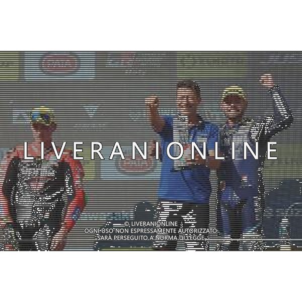 IMOLA 08 10 2023 AUTODROMO ENZO E DINO FERRARI CAMPIONATO ITALIANO VELOCITA\' SUPERBIKE GARA DUE VINTA DA ALESSANDRO DELBIANCO LORENZO ZANETTI CAMPIONE ITALIANO NELLA FOTO LUCA BERNARDI ARRABIATO E ALESSANDRO DELBIANCO VINCITORE FOTO GIANNI SANNA-AG ALDO LIVERANI SAS