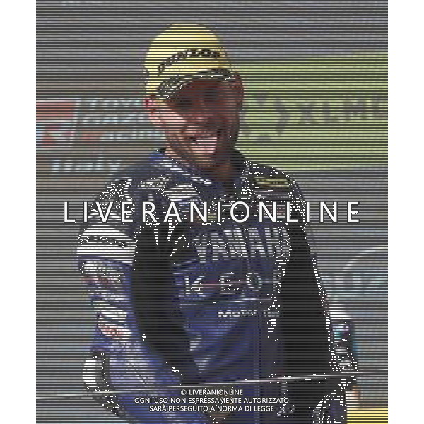 IMOLA 08 10 2023 AUTODROMO ENZO E DINO FERRARI CAMPIONATO ITALIANO VELOCITA\' SUPERBIKE GARA DUE VINTA DA ALESSANDRO DELBIANCO LORENZO ZANETTI CAMPIONE ITALIANO NELLA FOTO ALESSANDRO DELBIANCO DOPO LA VITTORIA FOTO GIANNI SANNA-AG ALDO LIVERANI SAS