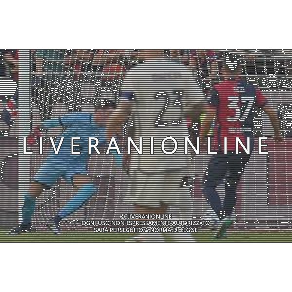 8-10-2023. Cagliari calcio-A.S. Roma. 8° giornata campionato calcio italiano Serie A 2023/2024, Stadio Unipol Domus Cagliari. Foto Salvatore Moi/Agenzia Aldo Liverani s.a.s. Nella foto: Gol ed esultanza Roma in trasferta contro il Cagliari, nello stadio Unipol Domus di Cagliari. Segna: Houssem Aouar Roma, Simone Scuffet Cagliari non para ©MOI SALVATORE / AGENZIA ALDO LIVERANI SAS