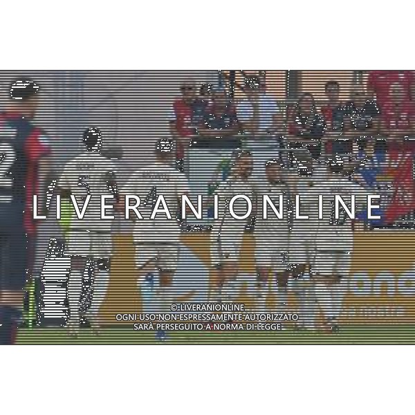 8-10-2023. Cagliari calcio-A.S. Roma. 8° giornata campionato calcio italiano Serie A 2023/2024, Stadio Unipol Domus Cagliari. Foto Salvatore Moi/Agenzia Aldo Liverani s.a.s. Nella foto: Gol ed esultanza Roma in trasferta contro il Cagliari, nello stadio Unipol Domus di Cagliari. Segna: Houssem Aouar Roma ©MOI SALVATORE / AGENZIA ALDO LIVERANI SAS