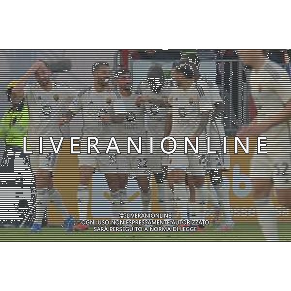 8-10-2023. Cagliari calcio-A.S. Roma. 8° giornata campionato calcio italiano Serie A 2023/2024, Stadio Unipol Domus Cagliari. Foto Salvatore Moi/Agenzia Aldo Liverani s.a.s. Nella foto: Gol ed esultanza Roma in trasferta contro il Cagliari, nello stadio Unipol Domus di Cagliari. Segna: Houssem Aouar Roma ©MOI SALVATORE / AGENZIA ALDO LIVERANI SAS