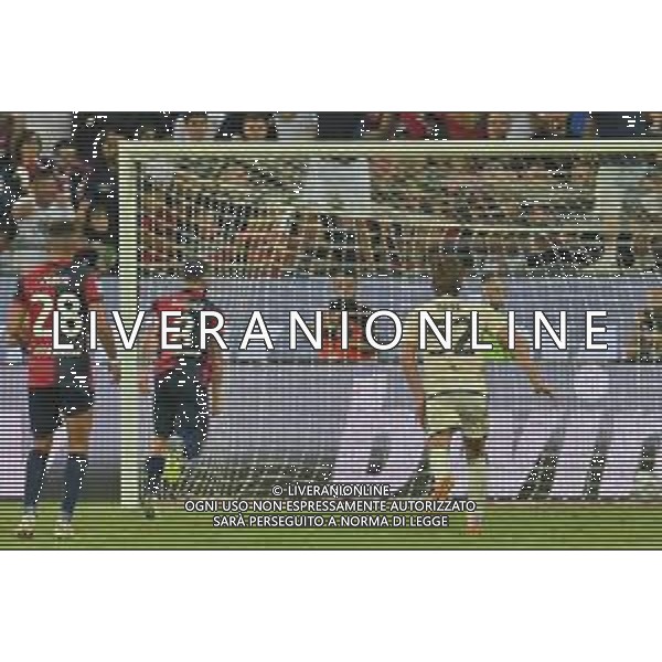 8-10-2023. Cagliari calcio-A.S. Roma. 8° giornata campionato calcio italiano Serie A 2023/2024, Stadio Unipol Domus Cagliari. Foto Salvatore Moi/Agenzia Aldo Liverani s.as. Nella foto: Gol ed esultanza del Cagliari in casa contro Roma, nello stadio Unipol Domus di Cagliari. Segna: Nahitan Nandez Cagliari su rigore
