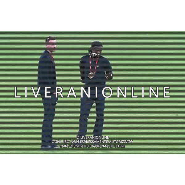 BARI, ITALY - OCTOBER 13: Federico Gatti and Moise Ken of Italy during pitch inspection at Stadio San Nicola on October 13, 2023 in Bari, Italy. (Photo by Emmanuele Mastrodonato/ag. Aldo Liverani sas)/AGENZIA ALDO LIVERANI SAS