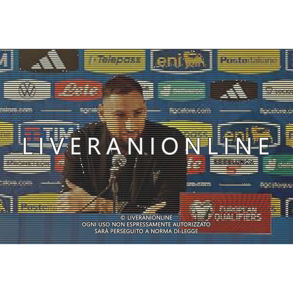 Gianluigi Donnarumma of Italy speaks with the media during a press conference at Stadio San Nicola on October 13, 2023 in Bari, Italy. (Photo by Emmanuele Mastrodonato/ag. Aldo LIverani s.a.s.)/AGENZIA ALDO LIVERANI SAS