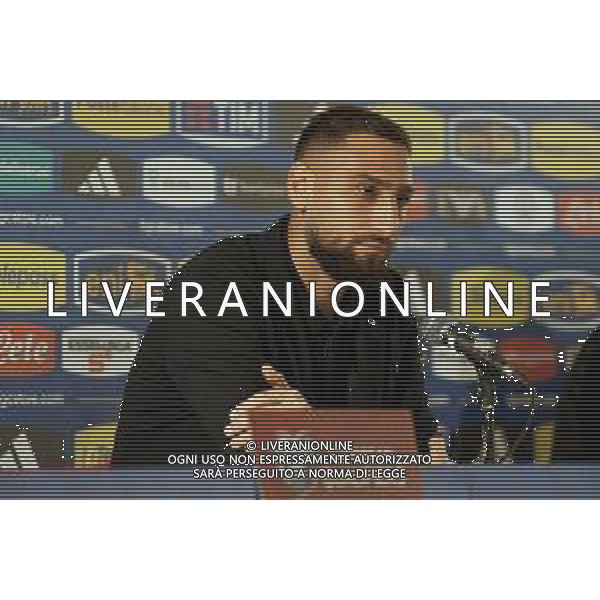 Gianluigi Donnarumma of Italy speaks with the media during a press conference at Stadio San Nicola on October 13, 2023 in Bari, Italy. (Photo by Emmanuele Mastrodonato/ag. Aldo LIverani s.a.s.)/AGENZIA ALDO LIVERANI SAS