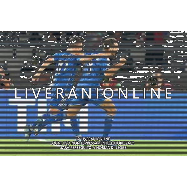 Giacomo Bonaventura of Italy celebrates after scoring a goal with Giacomo Raspadori of Italy during the UEFA EURO 2024 European qualifier match between Italy and Malta at Stadio San Nicola on October 14, 2023 in Bari, Italy. Photo by Emmanuele Mastrodonato/ag. Aldo Liverani sas/AGENZIA ALDO LIVERANI SAS