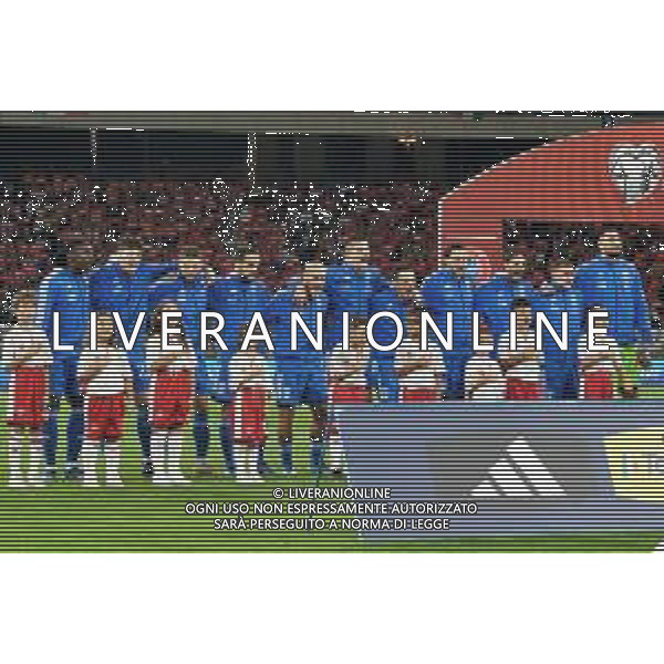 Italy teams lined up during the UEFA EURO 2024 European qualifier match between Italy and Malta at Stadio San Nicola on October 14, 2023 in Bari, Italy. Photo by Emmanuele Mastrodonato/ag. Aldo Liverani sas/AGENZIA ALDO LIVERANI SAS