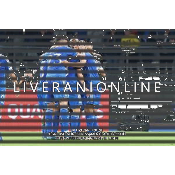 Domenico Berardi of Italy celebrates after scoring a goal with teammates during the UEFA EURO 2024 European qualifier match between Italy and Malta at Stadio San Nicola on October 14, 2023 in Bari, Italy. Photo by Emmanuele Mastrodonato/ag. Aldo Liverani sas/AGENZIA ALDO LIVERANI SAS