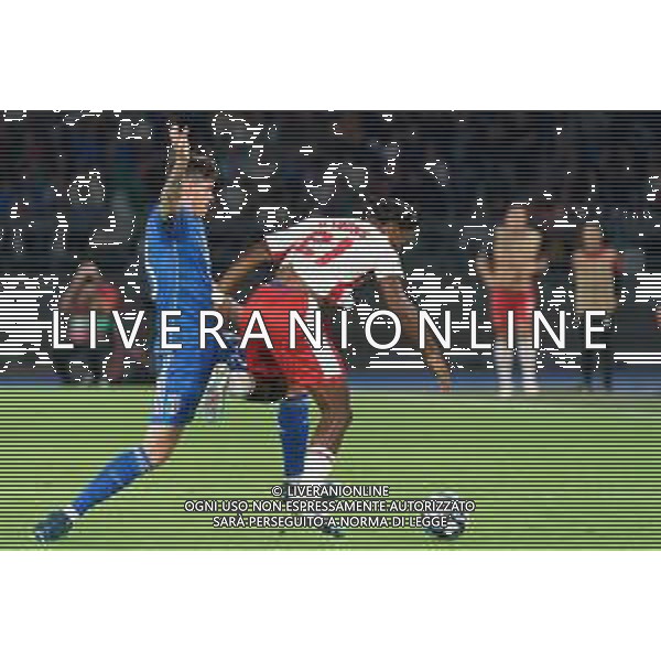 Alessandro Bastoni of Italy and Paul Mbong of Malta during the UEFA EURO 2024 European qualifier match between Italy and Malta at Stadio San Nicola on October 14, 2023 in Bari, Italy. Photo by Emmanuele Mastrodonato/ag. Aldo Liverani sas/AGENZIA ALDO LIVERANI SAS