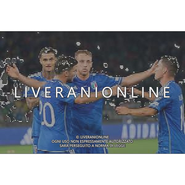 Davide Frattesi of Italy celebrates after scoring a goal with teammates during the UEFA EURO 2024 European qualifier match between Italy and Malta at Stadio San Nicola on October 14, 2023 in Bari, Italy. Photo by Emmanuele Mastrodonato/ag. Aldo Liverani sas/AGENZIA ALDO LIVERANI SAS