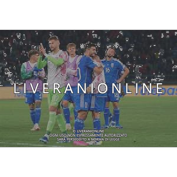 Riccardo Orsolini of Italy and Giacomo Bonaventura of Italy celebrates the victory during the UEFA EURO 2024 European qualifier match between Italy and Malta at Stadio San Nicola on October 14, 2023 in Bari, Italy. Photo by Emmanuele Mastrodonato/ag. Aldo Liverani sas