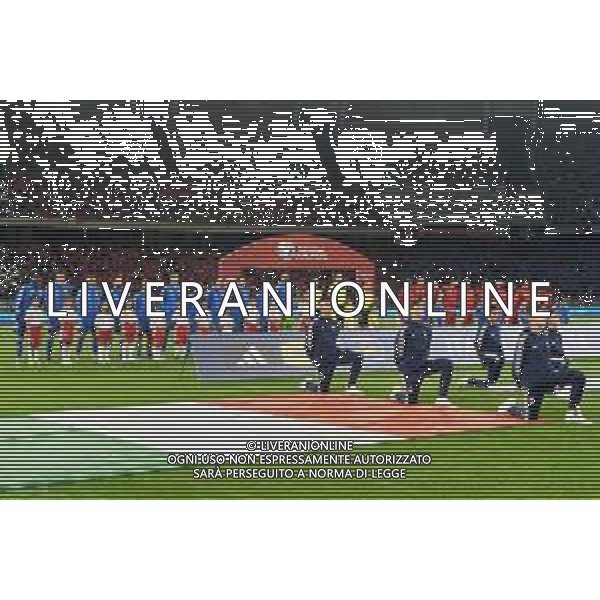 Italy and Malta teams lined up during the UEFA EURO 2024 European qualifier match between Italy and Malta at Stadio San Nicola on October 14, 2023 in Bari, Italy. Photo by Emmanuele Mastrodonato/ag. Aldo Liverani sas