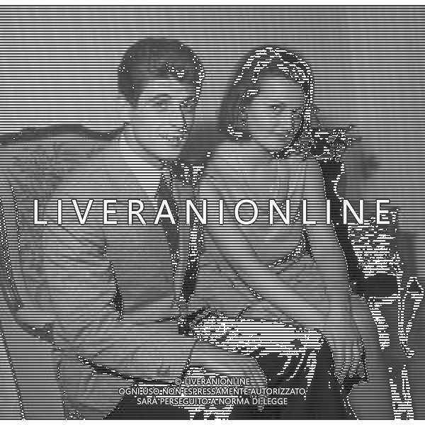 NEG-RETROSPETTIVA GIANNI RIVERA CALCIATORE NELLA FOTO GIANNI RIVERA CON LA FIDANZATA ANNA SPIAGGI NELL\'ANNO 1967 A MILANO AG ALDO LIVERANI SAS