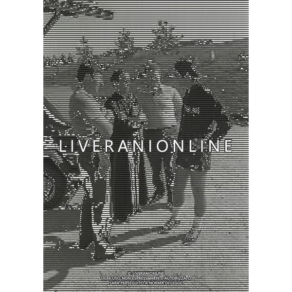 NEG-RETROSPETTIVA GIANNI RIVERA CALCIATORE E DIRIGENTE SPORTIVO NELLA FOTO GIANNI RIVERA ALLENAMENTO AD ASIAGO NELL\'ANNO 1975 AG ALDO LIVERANI SAS