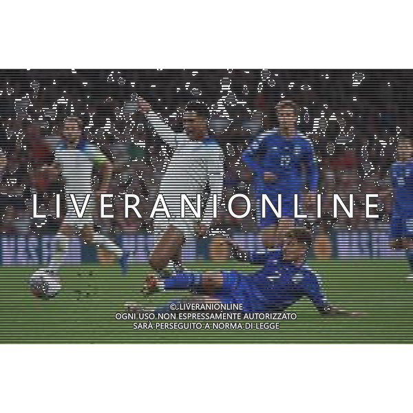 TVRG Inghilterra vs Italia nella foto il contatto in area tra Jude Bellingham (Inghilterra) e Giovanni Di Lorenzo (Italia) giudicato da rigore dall\'arbitro Clement Turpin (FRA) e dal VAR Londra (ENG) 17-10-2023 Wembley Stadium Gruppo C di qualificazione a UEFA EURO 2024 foto Roberto Garavaglia/ag. Aldo Liverani sas