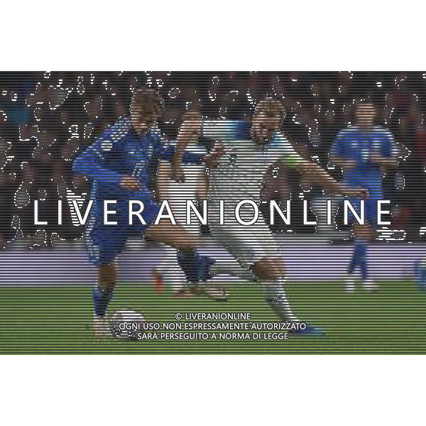 TVRG Inghilterra vs Italia nella foto Giorgio Scalvini (Italia) e Harry Kane (Inghilterra) Londra (ENG) 17-10-2023 Wembley Stadium Gruppo C di qualificazione a UEFA EURO 2024 foto Roberto Garavaglia/ag. Aldo Liverani sas