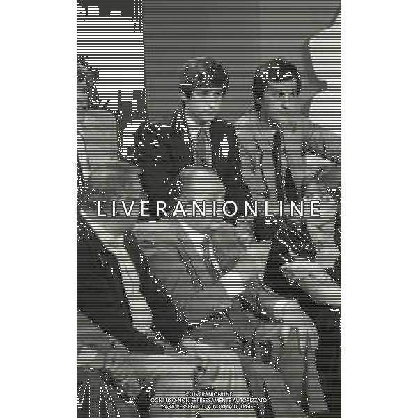 NEG-RETROSPETTIVA GIANNI RIVERA CALCIATORE NELLA FOTO GIANNI RIVERA CON AMBROGIO FOGAR E ELIO CORNO PRESENZIA ALLA TRASMISSIONE LA PANCHINA NELL\'ANNO 1982  AG ALDO LIVERANI SAS 