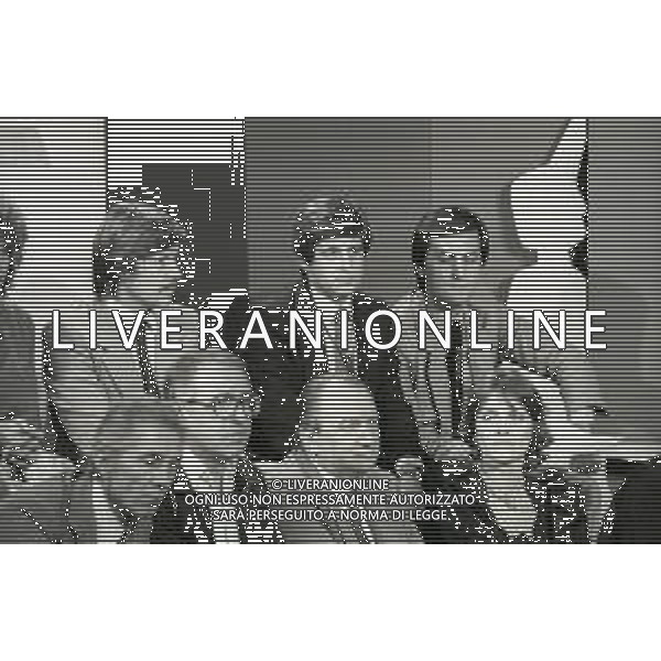 NEG-RETROSPETTIVA GIANNI RIVERA CALCIATORE NELLA FOTO GIANNI RIVERA CON AMBROGIO FOGAR E ELIO CORNO PRESENZIA ALLA TRASMISSIONE LA PANCHINA NELL\'ANNO 1982  AG ALDO LIVERANI SAS 