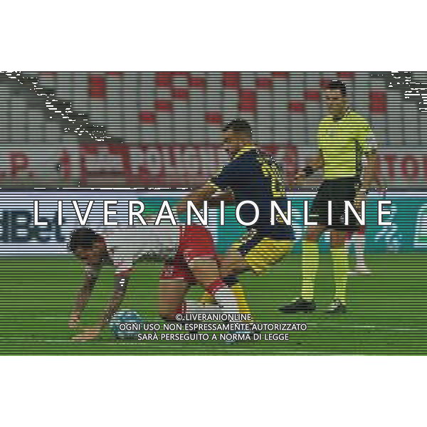 Mattia Aramu of SSC Bari and Matteo Cotali of Modena FC during the Italian Serie B match SSC Bari vs Modena FC on October 21, 2023 at the San Nicola stadium in Bari, Italy. Photo by Emmanuele Mastrodonato/ag. Aldo Liverani sas