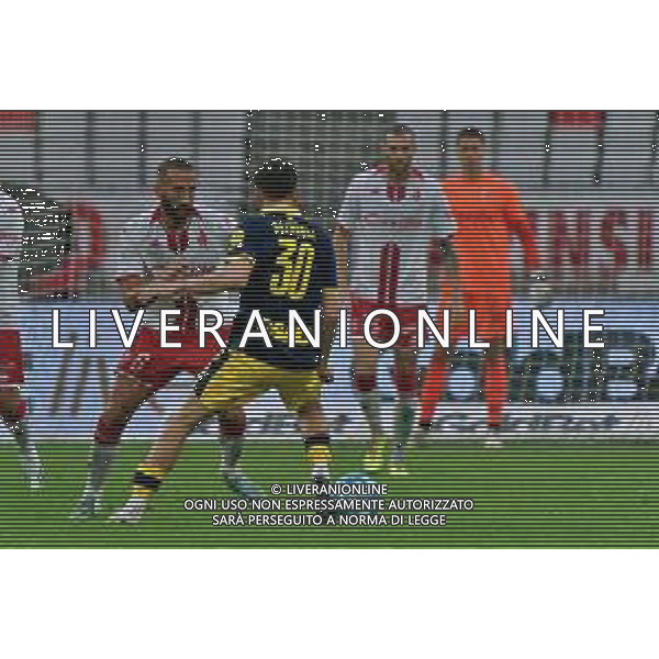 Kleis Bozhanaj of Modena FC and Valerio Di Cesare of SSC Bari during the Italian Serie B match SSC Bari vs Modena FC on October 21, 2023 at the San Nicola stadium in Bari, Italy. Photo by Emmanuele Mastrodonato/ag. Aldo Liverani sas