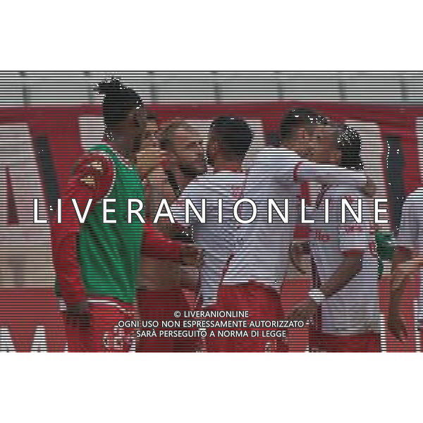 Giuseppe Sibilli of SSC Bari celebrates after scoring a goal with teammates during the Italian Serie B match SSC Bari vs Modena FC on October 21, 2023 at the San Nicola stadium in Bari, Italy. Photo by Emmanuele Mastrodonato/ag. Aldo Liverani sas