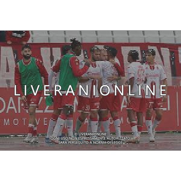 Giuseppe Sibilli of SSC Bari celebrates after scoring a goal with teammates during the Italian Serie B match SSC Bari vs Modena FC on October 21, 2023 at the San Nicola stadium in Bari, Italy. Photo by Emmanuele Mastrodonato/ag. Aldo Liverani sas