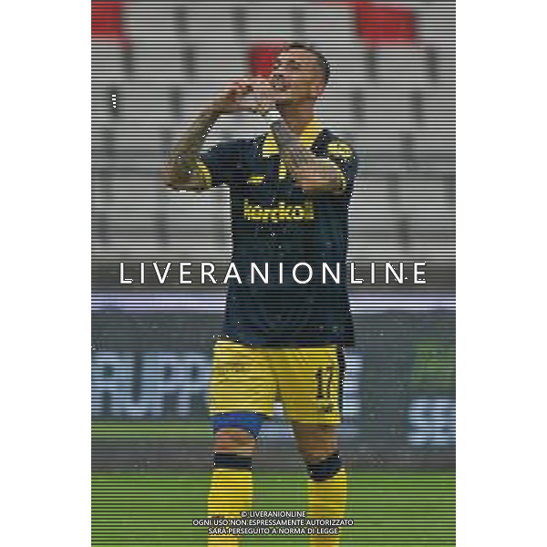 Jacopo Manconi of Modena FC celebrates after scoring a goal during the Italian Serie B match SSC Bari vs Modena FC on October 21, 2023 at the San Nicola stadium in Bari, Italy. Photo by Emmanuele Mastrodonato/ag. Aldo Liverani sas