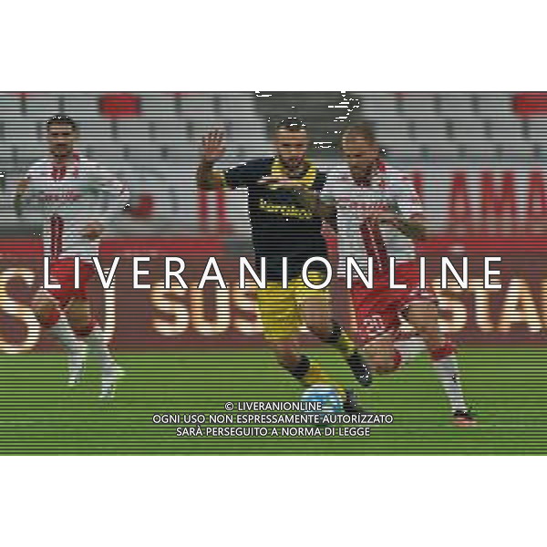 Matteo Cotali of Modena FC and Giuseppe Sibilli of SSC Bari during the Italian Serie B match SSC Bari vs Modena FC on October 21, 2023 at the San Nicola stadium in Bari, Italy. Photo by Emmanuele Mastrodonato/ag. Aldo Liverani sas