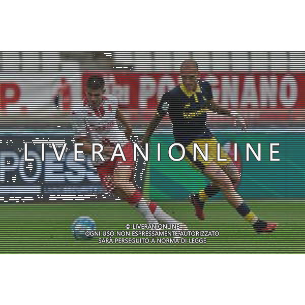 Ilias Koutsoupias of SSC Bari and Antonio Palumbo of Modena FC during the Italian Serie B match SSC Bari vs Modena FC on October 21, 2023 at the San Nicola stadium in Bari, Italy. Photo by Emmanuele Mastrodonato/ag. Aldo Liverani sas