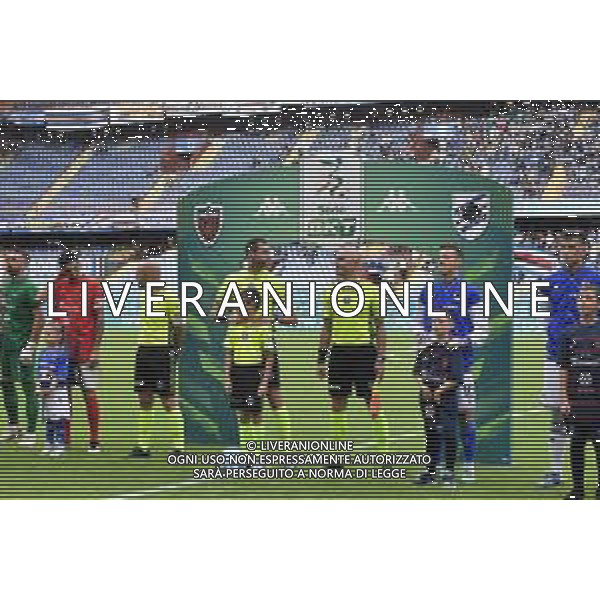 Serie B 2023-2023 Stadio Luigi Ferraris- Genova, 22 Ottobre 2023 Nella foto: Ingresso in campo terna arbitrale -Sampdoria-Cosenza Campionato Calcio Serie B 22.10.2023 ©Andrea Rosito / AGENZIA ALDO LIVERANI SAS
